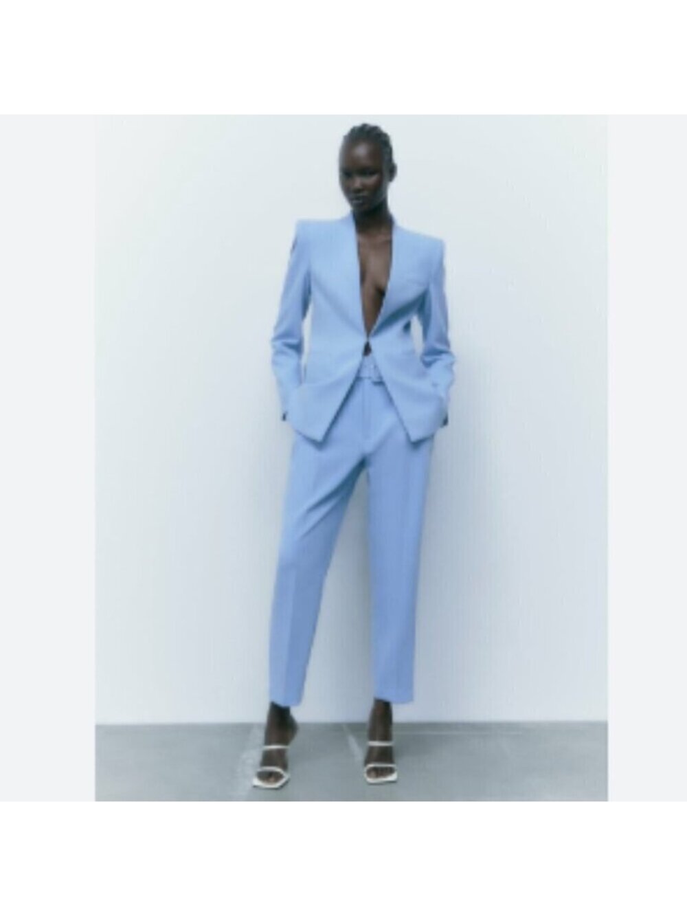 Zara Bloggers Fav Lapelless Fitted Blazer Blue M - Picture 7 of 16